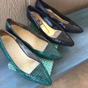 J. Renee Lot of 2 Snakeskin Vintage Wedge Heels